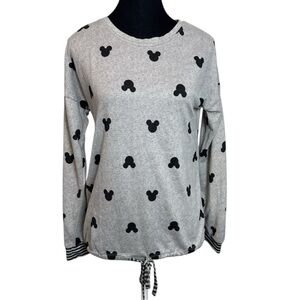 Disney Mickey Mouse All-Over Pattern Gray  Women’s S Long Sleeve Lightweight Top